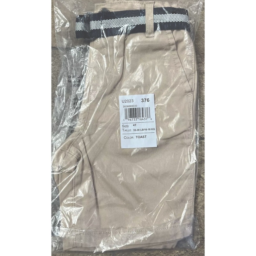 The Children's Place Chino Shorts With Belt 4T Toast/Khaki colored  Boys New